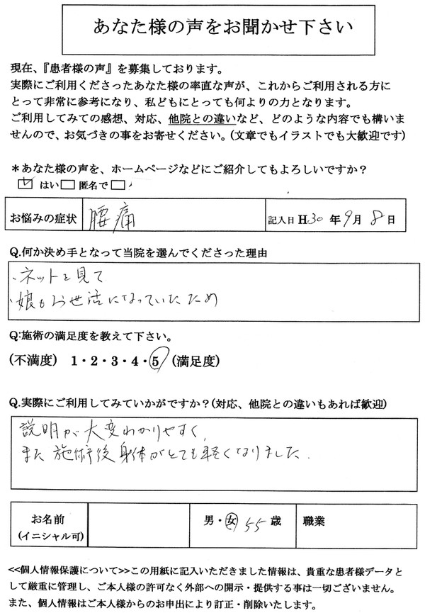 腰痛整体慢性腰痛腰が狭い肩こり