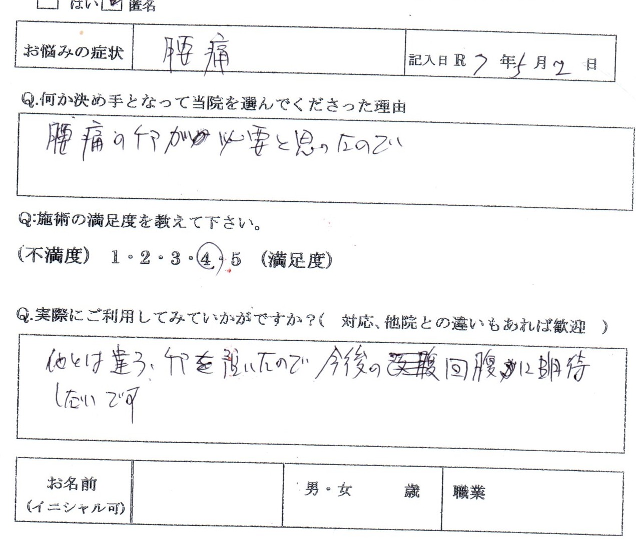 起床時＆ゴルフしても左腰痛み男性