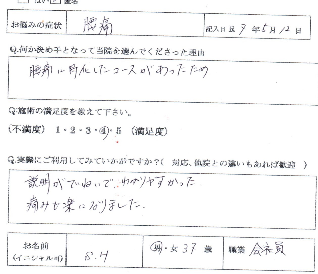 ぎっくり腰になるかも 男性37歳 会社員