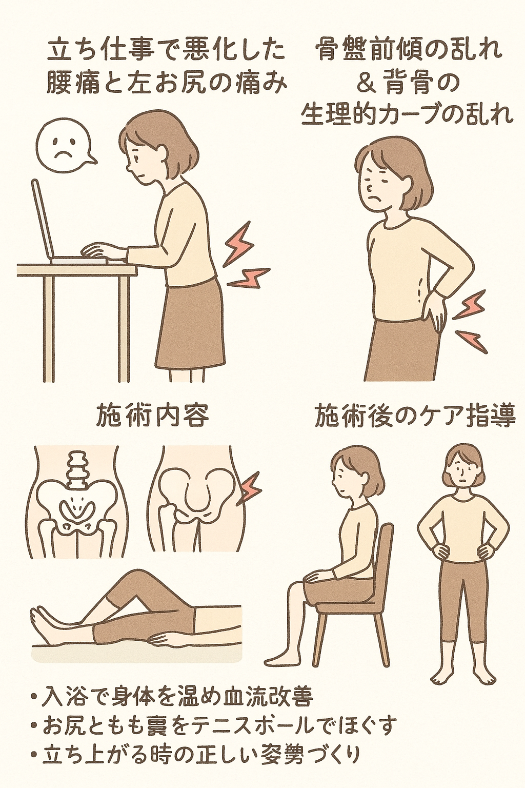 【立ち仕事で悪化した腰痛と左お尻の痛み｜35歳女性の改善例】