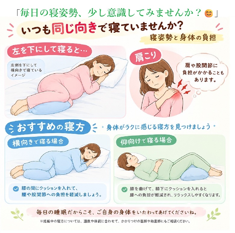 いつも同じ向きで寝ていませんか？妊娠中の寝姿勢の工夫